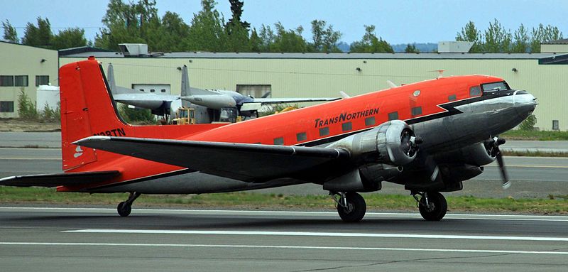 TransNorthern DC-3 landing at Anchorage 2011